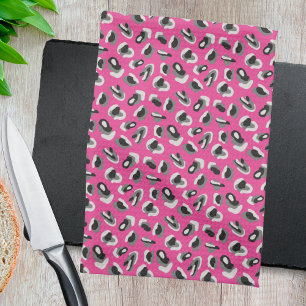 Pink animal print pattern kitchen towel