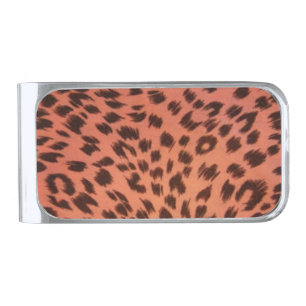 PINK ANIMAL PRINT SILVER FINISH MONEY CLIP