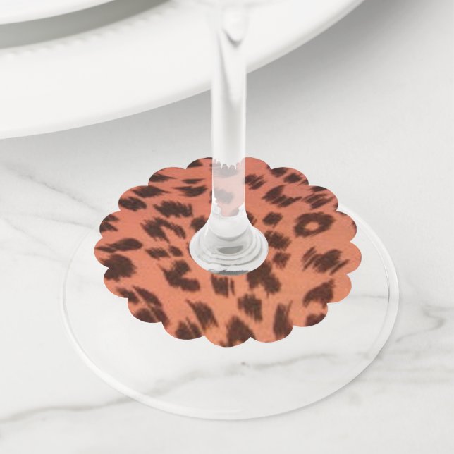 PINK ANIMAL PRINT  WINE GLASS TAG (Close Up)