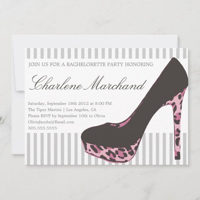 PINK ANIMAL PUMPS | BACHELORETTE PARTY INVITATIONS (Front)