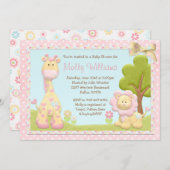 Pink Animals Baby Shower Invitation (Front/Back)