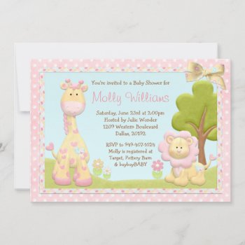Pink Animals Baby Shower Invitation by eventfulcards at Zazzle
