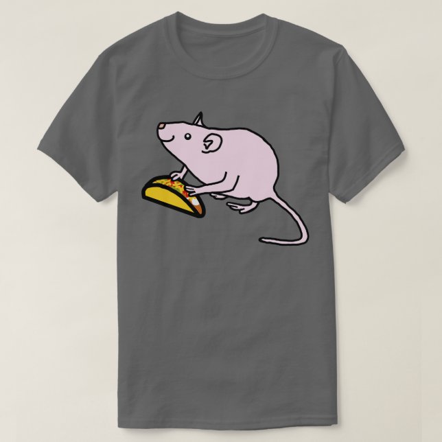 Pink Animals with Food Cute Rat got Taco T-Shirt (Design Front)