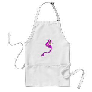 pink anime style mermaid adult apron