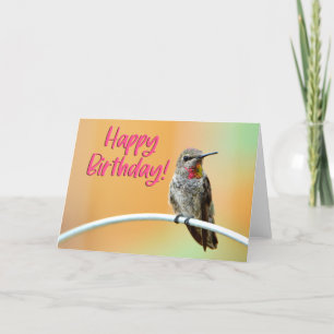 Pink Anna's Hummingbird Photo Birthday Card