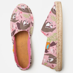 pink anteater cute animal floral  espadrilles
