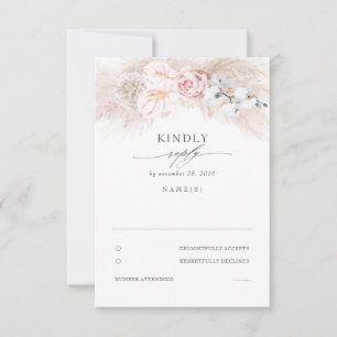 Pink Anthuriums and Pampas Grass Wedding RSVP