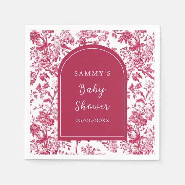 Pink Antique Chinoiserie Baby Shower Napkins (Front)