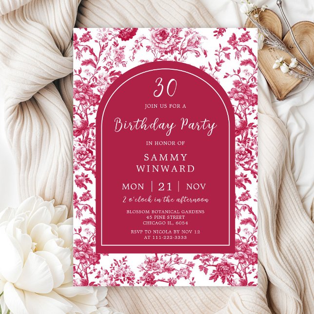 Pink Antique Chinoiserie Birthday Party Invitation (Creator Uploaded)
