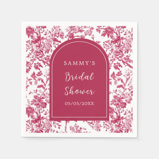 Pink Antique Chinoiserie Bridal Shower Napkins (Front)