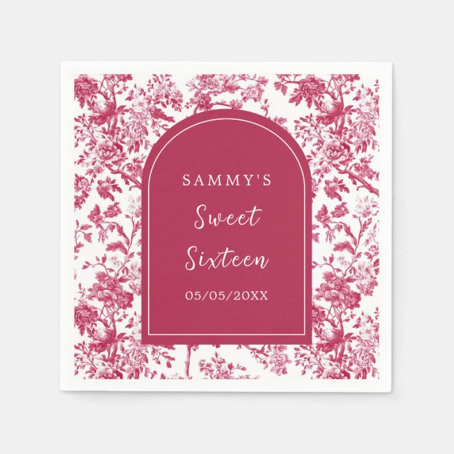 Pink Antique Chinoiserie Sweet Sixteen Napkins (Front)