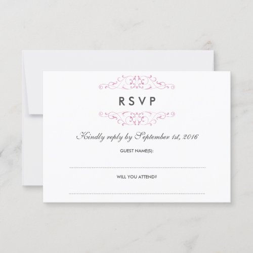 Pink Antique Flourish Wedding RSVP