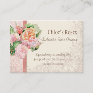 Pink Antique Vintage Elegant Lavish French Roses Business Card