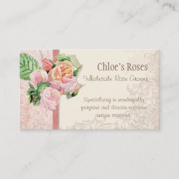 Pink Antique Vintage Elegant Lavish French Roses Business Card by EverythingBusiness at Zazzle