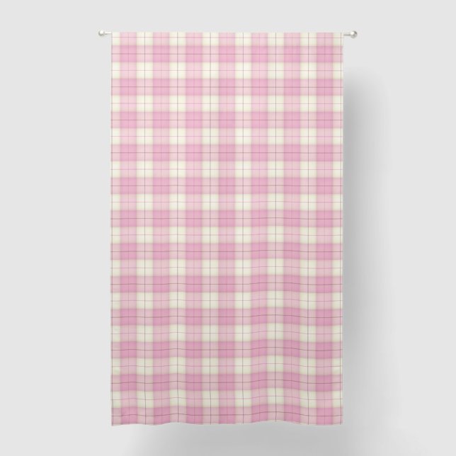 Pink & Antique White Plaid 84" Blackout Curtains (Front)