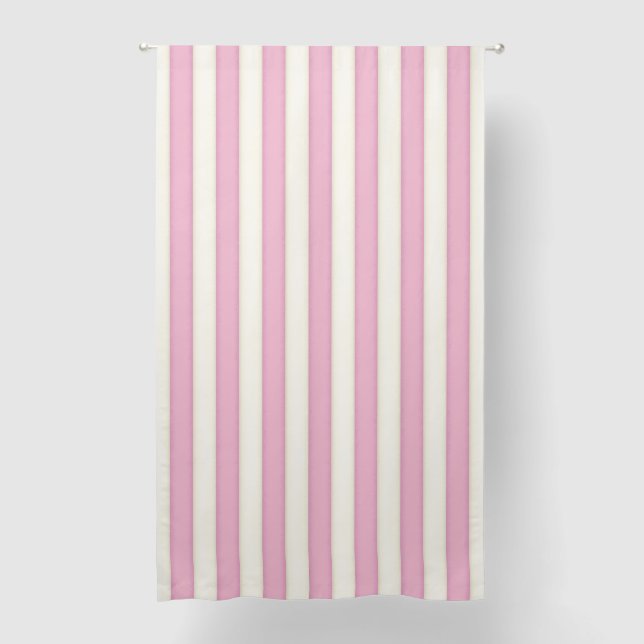 Pink & Antique White Stripes 84" Blackout Curtains (Front)