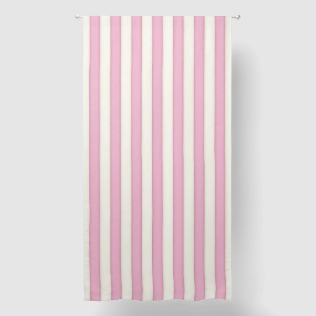 Pink & Antique White Stripes 96" Blackout Curtains (Front)
