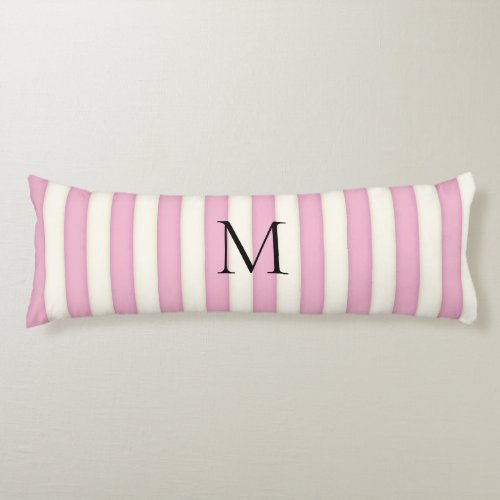 Pink  Antique White Stripes Monogrammed Body Pillow