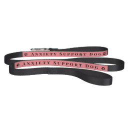 Pink Anxiety Support Dog Pawprint Black Pet Leash
