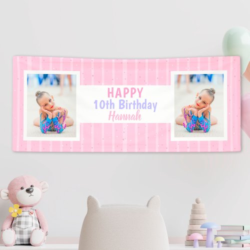 Pink Any Age Girl Photo Girly Birthday Banner