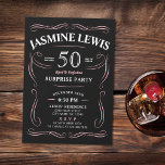 Pink Any Age Whiskey themed surprise 50th birthday Invitation<br><div class="desc">Inspired by classic whiskey label,   this black and pink fun aged to perfection adult birthday invitation is great for 30th,  40th,  50th,  60th,  70th,  80th,  90th or any other age birthday party,  surprise party,  or any other occasion! Custom it with your own text and party information.</div>