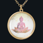 *~* Pink  AP33 Buddha Botanical Floral Lotus   Gold Plated Necklace<br><div class="desc">(( search id AP33 for similar designs )) Simple and Minimal Abstract Boho Zen Watercolor soft with GOLD areas. There are options in shape and metal plating colors in Silver Plate and Gold Plate. * Energetically Enhanced Bohemian Botanical Garland / Bouquet Floral / Flowers Pastel Modern Popular softly Colorful Zen...</div>