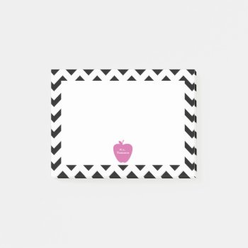 Pink Apple Black Chevron Teacher Post-it® Notes by thepinkschoolhouse at Zazzle