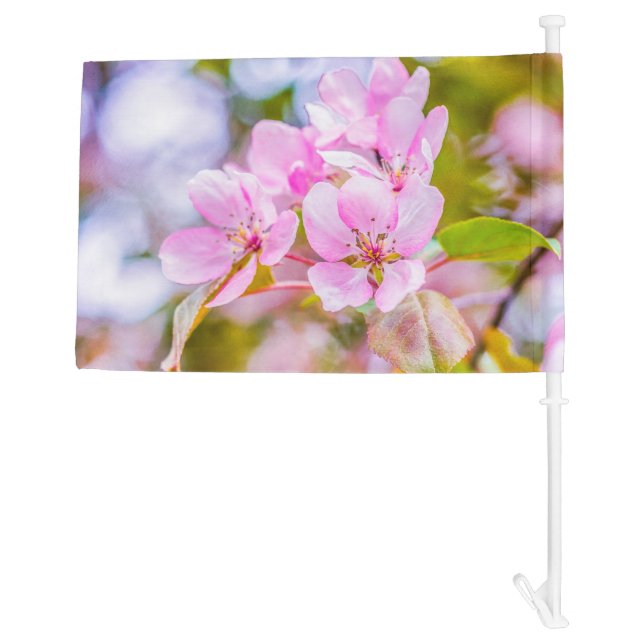 Pink Apple Blossom Car Flag (Back)