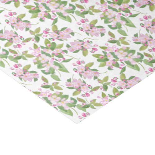 Pink Apple Blossom Floral Pattern on White Tissue Paper