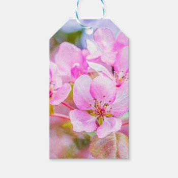 Pink Apple Blossom Gift Tags by DigitalSolutions2u at Zazzle