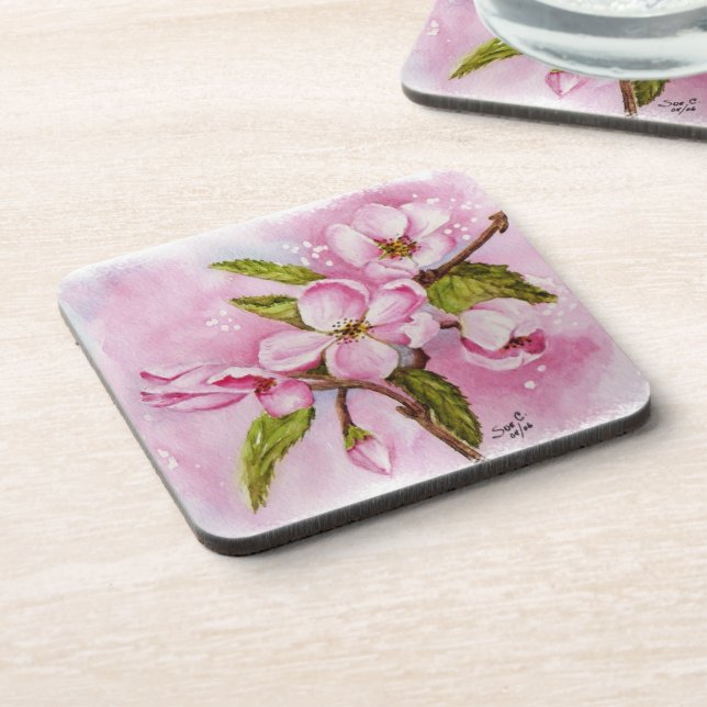 PINK APPLE BLOSSOMS COASTERS (Left Side)