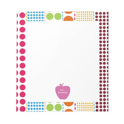 Pink Apple Boho Dots Teacher Notepad