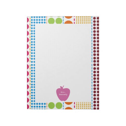 Pink Apple Boho Dots Teacher Notepad