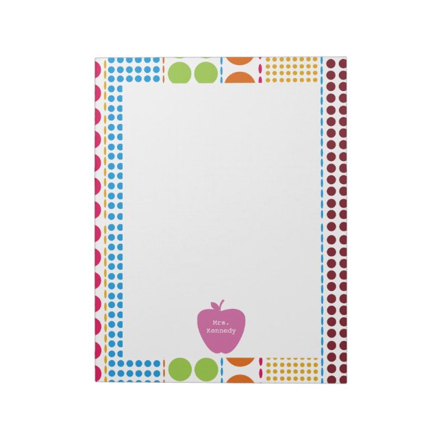 Pink Apple Boho Dots Teacher Notepad (Rotated)