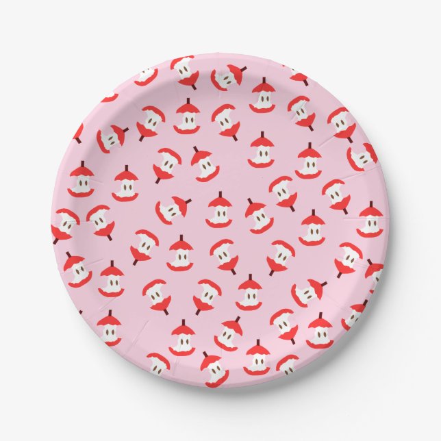 Pink Apple Core Paper Plates (Front)