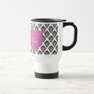 Pink Apple Damask Teacher Travel Mug