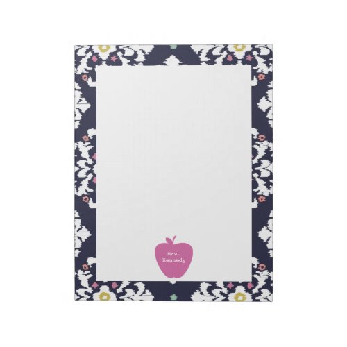 Pink Apple Ikat Teacher Notepad