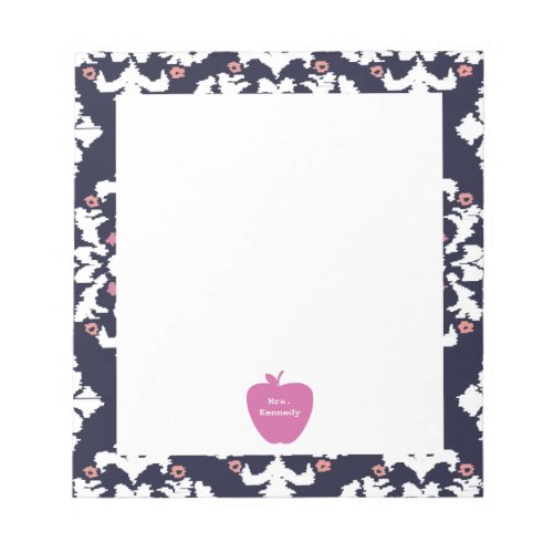 Pink Apple Ikat Teacher Notepad