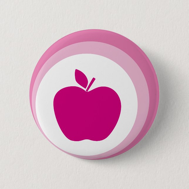 pink apple pinback button (Front)