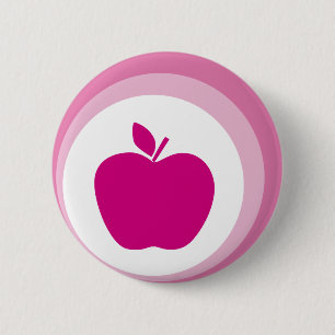 pink apple pinback button