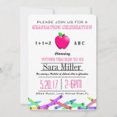 Pink Apple Teacher Graduation Invitation | Zazzle