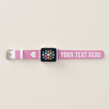 Pink Apple Watch Strap With Heart And Custom Name by logotees at Zazzle