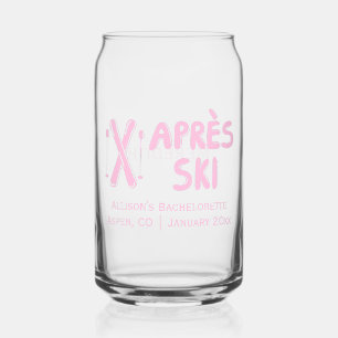 Pink Apres Ski Winter Bachelorette Party Favor Can Glass