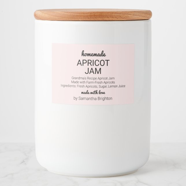 Pink Apricot Jam Kitchen Pantry Mason Jar Canning  Food Label (Front)