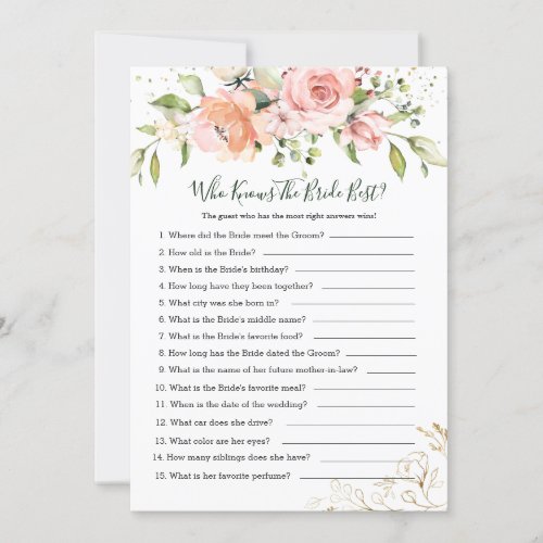 Pink Apricot Rose Foliage Who knows the Bride Best Invitation