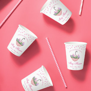 Pink April Showers Bring May Flower Baby Shower Paper Cups
