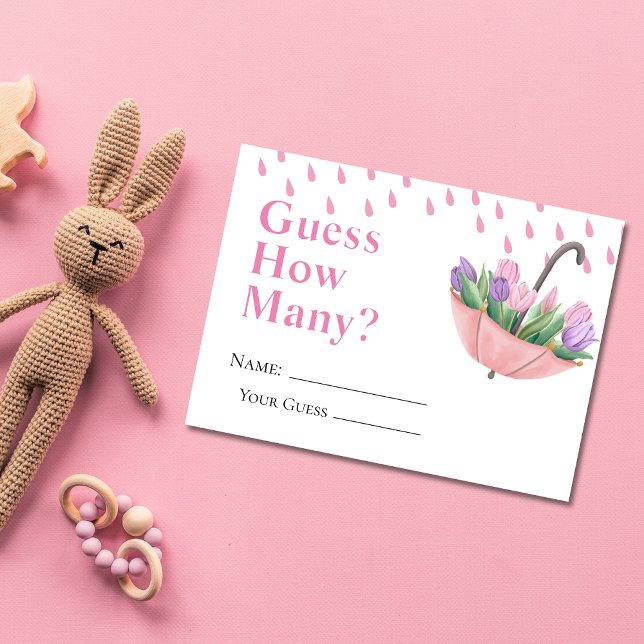 Pink April Showers Guess How Many Game Card (Creator Uploaded)