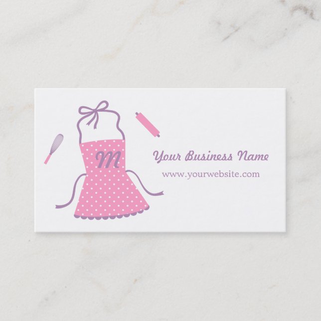 Pink Apron Chef Cooking Catering Business Cards (Front)