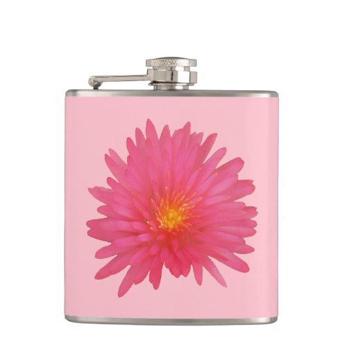 Pink Aptenia Flower on Vinyl Wrapped Flask