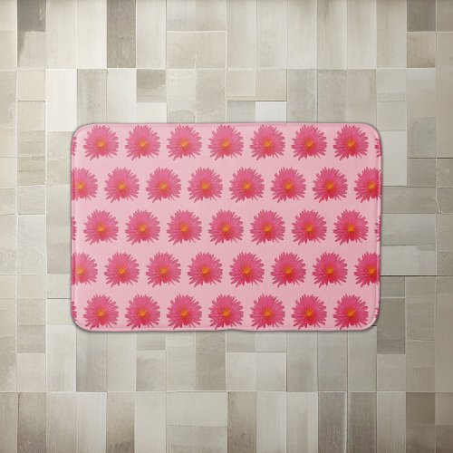Pink Aptenia Flower Seamless Pattern on Bath Mat